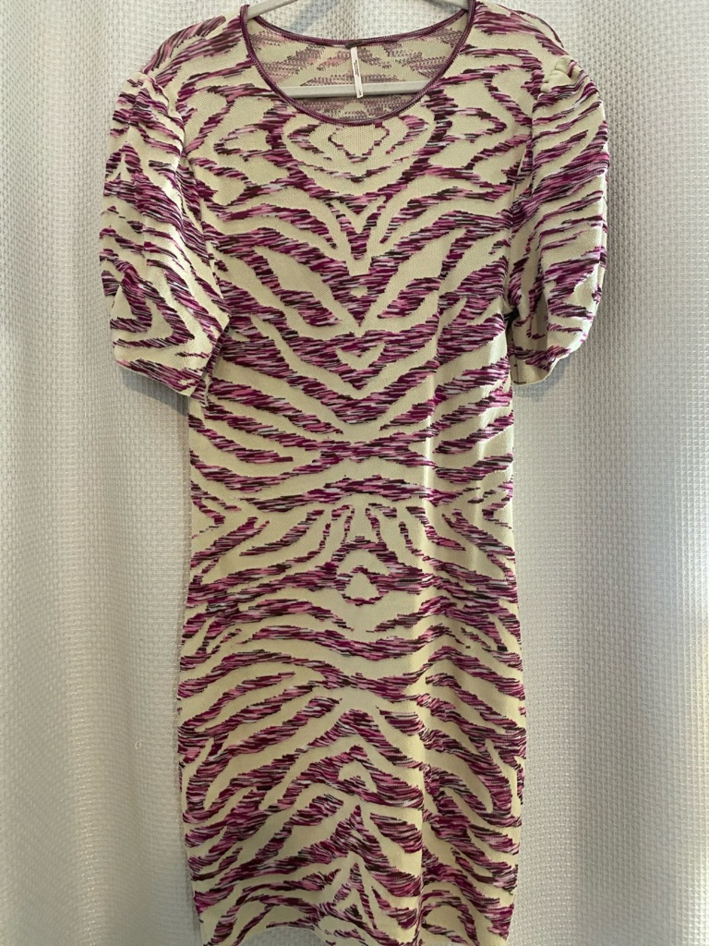 Free People Cream and Purple Zebra-Print Mini Dress
